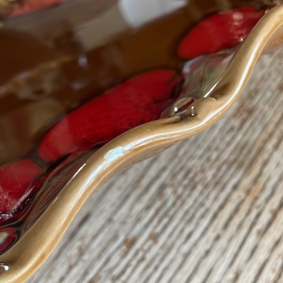 VINTAGE Japan drip glaze 1970s bowl scalloped floral - Picture 3 of 6